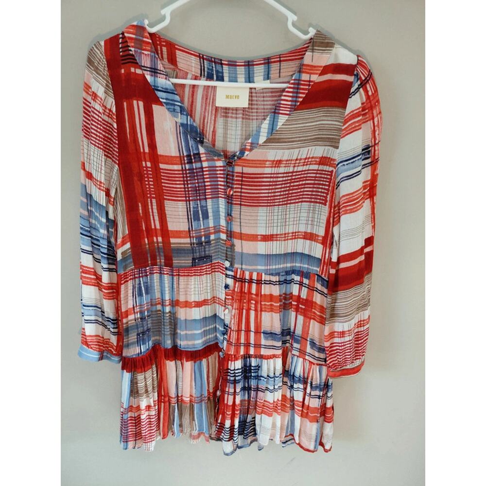 Maeve Anthropologie Lila Tiered Peasant Top size small